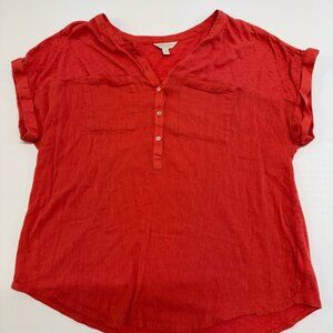 Lucky Brand Red Short Sleeve Blouse
